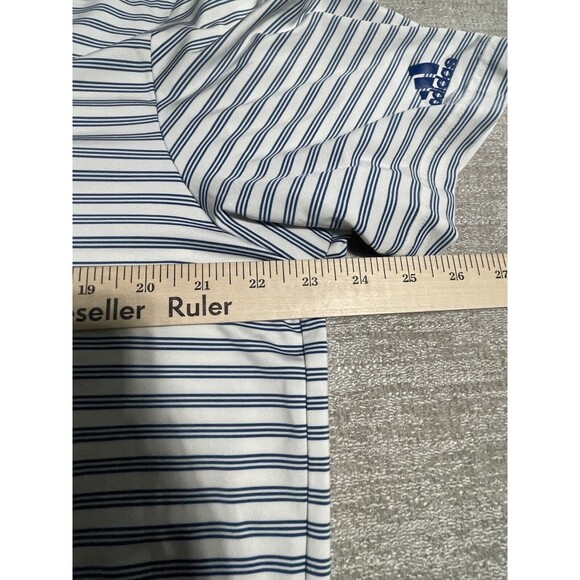 Adidas Shirt Men’s Large Polo Blue Stripes With Logo - Picture 8 of 11